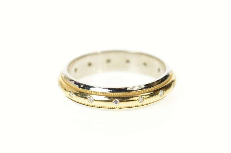 14K Yellow Gold Men's Diamond Two Tone Wedding Band Ring