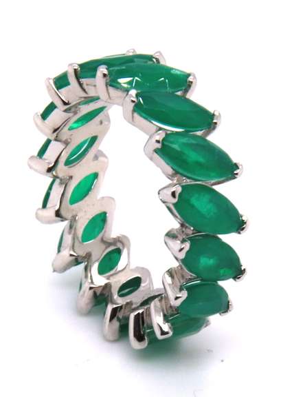 Sterling Silver Green Cubic Zirconia Band