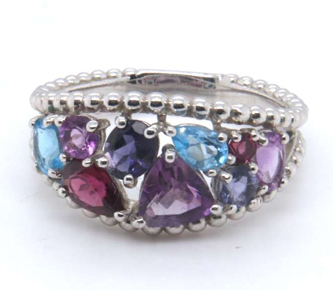 Sterling Silver Multi Gemstone Ring