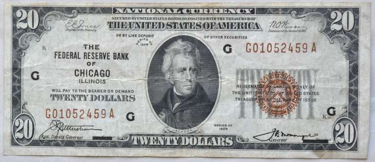 $ 20 Chicago 1929 National Series Note