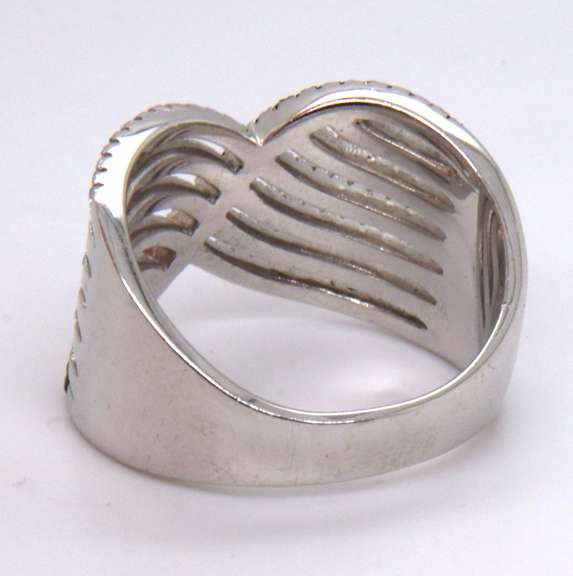 Sterling Silver Cubic Zirconia Cross over Ring