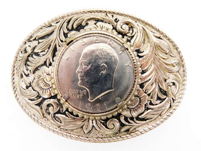 1971 Ornate Eisenhower Coin Belt Buckle