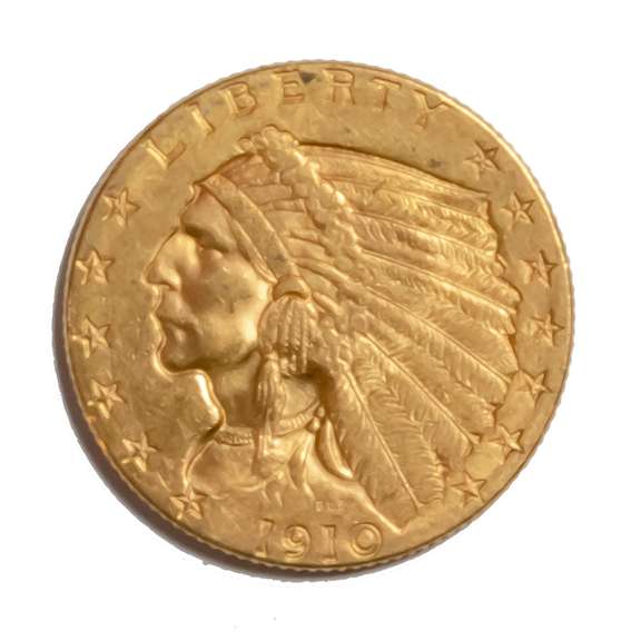1910 Near Unc US Indian Gold Quarter Eagle