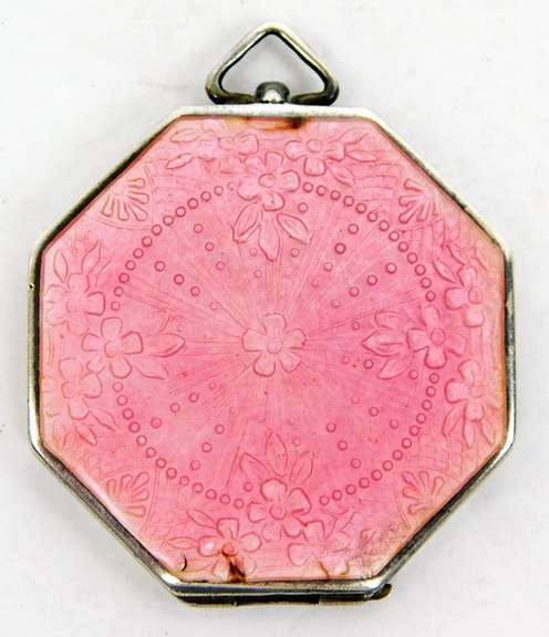 Antique Sterling Pink Guilloche Large Locket