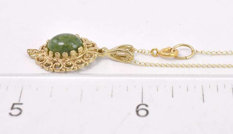 Gorgeous Green Gemstone Pendant Necklace in 14K Yellow Gold