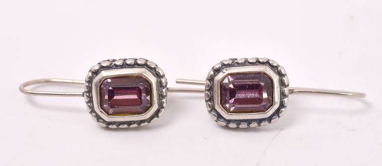 Beautiful Purple Crystal Earrings in Sterling Silver