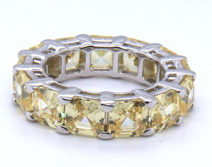 Sterling Silver Yellow Cubic Zirconia Band