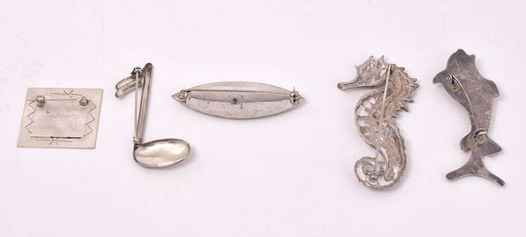 Lot of 5 sterling silver pin's