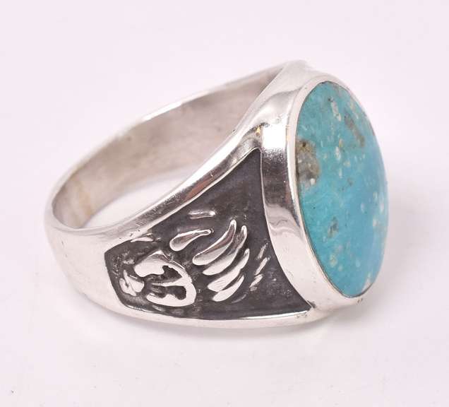 Dreamy Blue Gemstone Native American Inspired Ring in Sterling Silver