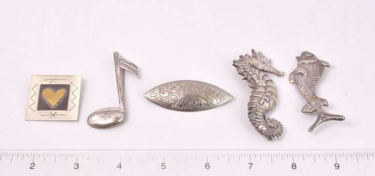 Lot of 5 sterling silver pin's