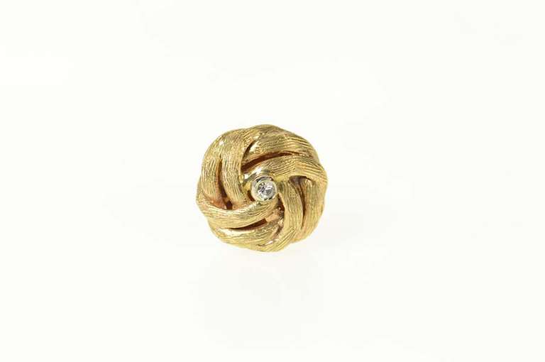 14K Yellow Gold Diamond Retro Knot Twist Classic Lapel Pin/Brooch