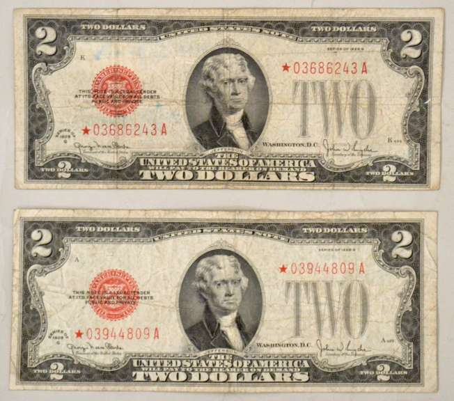 2 1928 G $ 2 Star Red Seal US Notes