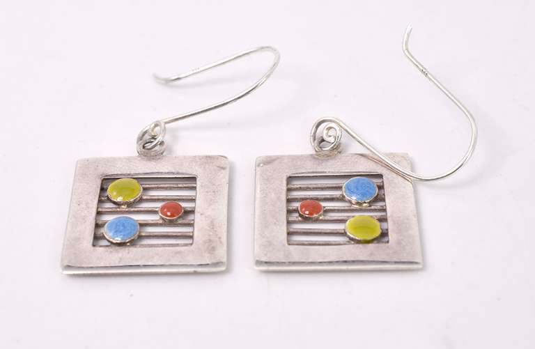 Playful Square Earrings in Sterling Silver