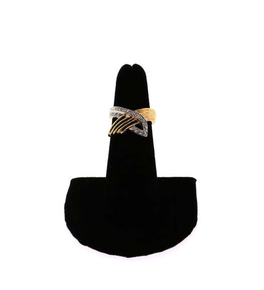 Contemporary Diamond Crusted Ring with 14k White and Yellow Gold