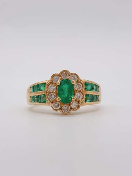 18kt Gold, Emerald, & Diamond Cocktail Ring