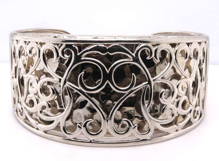 Vintage Sterling Silver Wide Cuff Bangle Bracelet