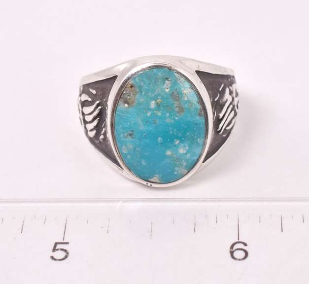 Dreamy Blue Gemstone Native American Inspired Ring in Sterling Silver