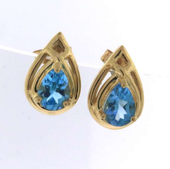 Gorgeous Yellow Gold Blue Topaz Earrings