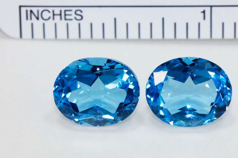 Bright Sparkling Swiss Bue Topaz Pair - 9.45 cts.
