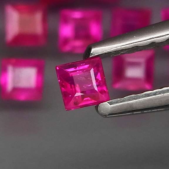 Premium 4.77ct 50 piece princess cut Ruby set