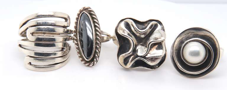 Group Lot of 4 Sterling Silver Rings
