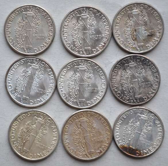 7 BU Assorted Mercury Dimes