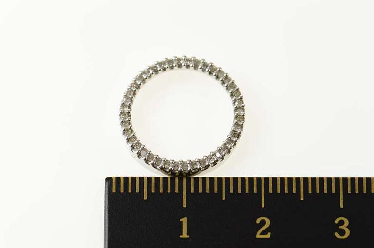 14K White Gold Classic Diamond Circle Round Journey Pendant