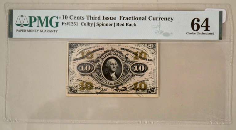 10 Cent Third Issue Fractional Currency PMG CH 64  Unc