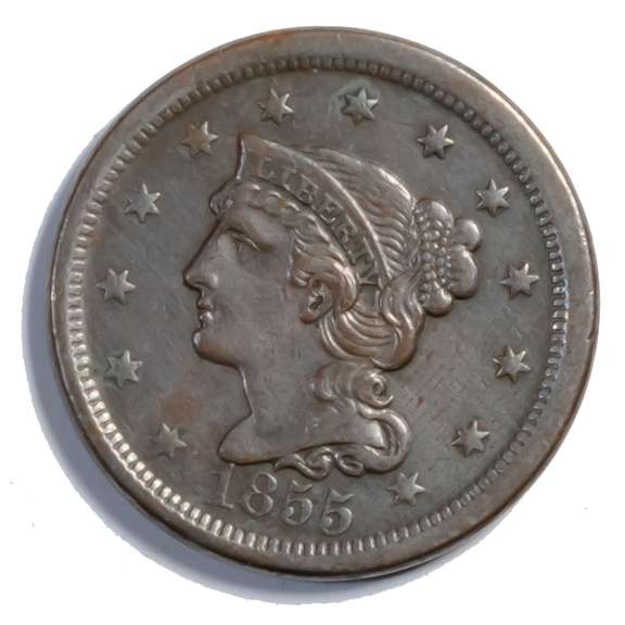1855 Upright Five Large Cent