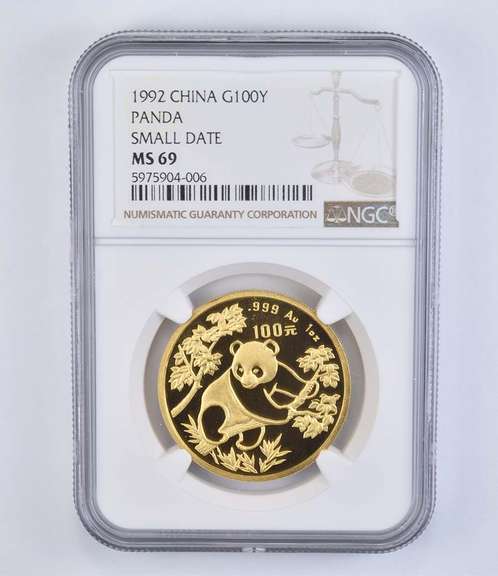 MS69 1992 China 100 Yuan Gold Panda - Small Date - Graded NGC