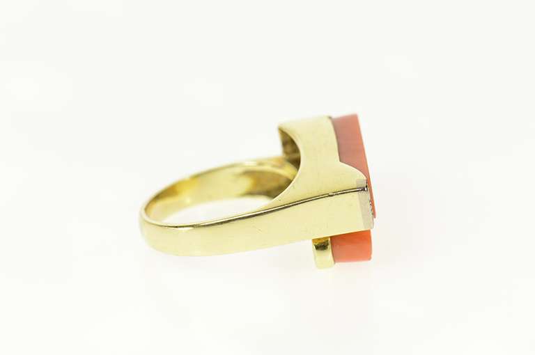14K Yellow Gold Coral Diamond Accent Squared Bypass Ring