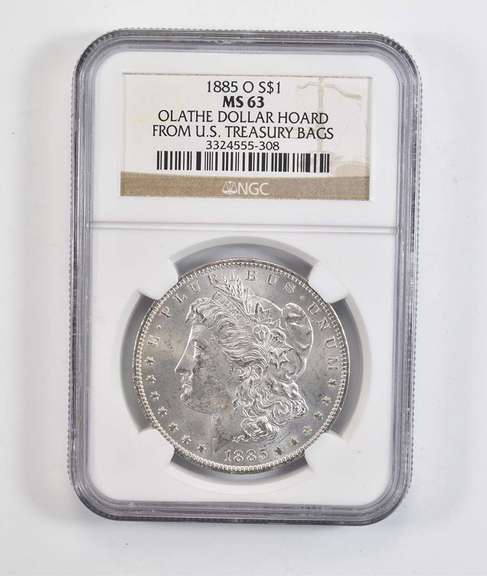 MS63 1885-O Morgan Silver Dollar Olathe Dollar Hoard Treasury Bags NGC