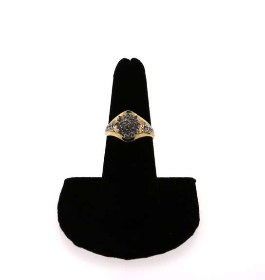 Blooming Cluster Diamond Ring with 14k Gold Band and Channel Set Diamonds