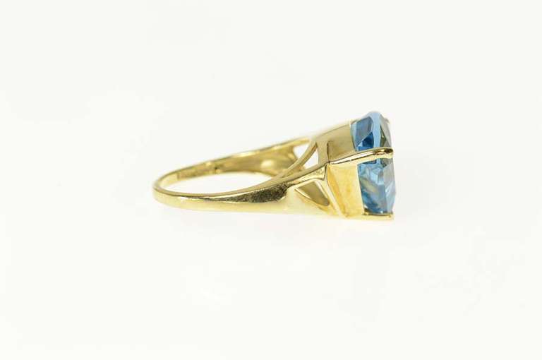14K Yellow Gold Fancy Trillion London Blue Topaz Statement Ring