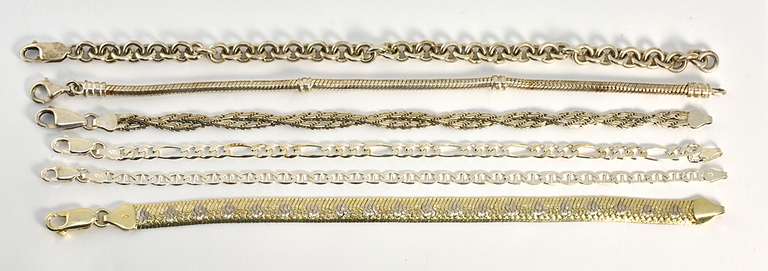 Diverse Group of 6 Sterling Bracelets