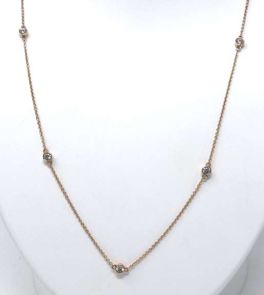 Cubic Zirconia Sterling Silver by the Yard Chain Necklace