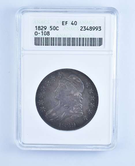 EF40 1829 Capped Bust Half Dollar - O-108 - Graded ANACS