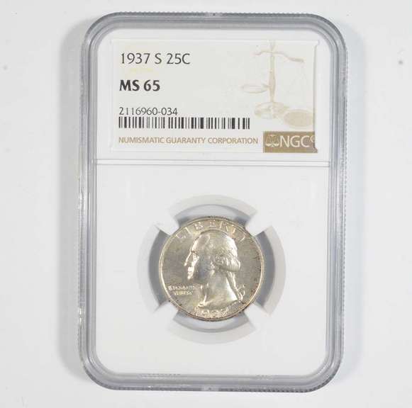 MS65 1937-S Washington Quarter - Graded NGC