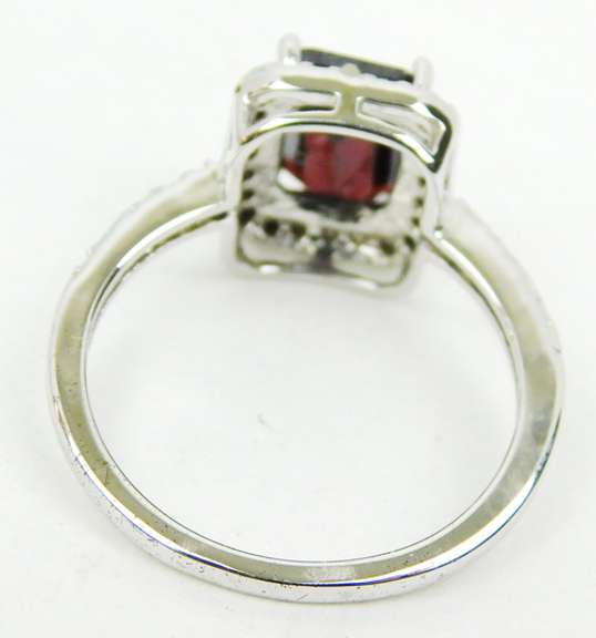 Emerald Cut Garnet & Diamond Accent Ring, 7