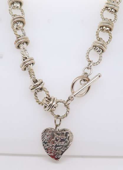Vintage Sterling Silver Necklace with Toggle Clasp