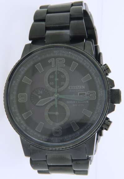 Citizen Eco Drive Nighthawk Chronograph PVD Bracelet Watch