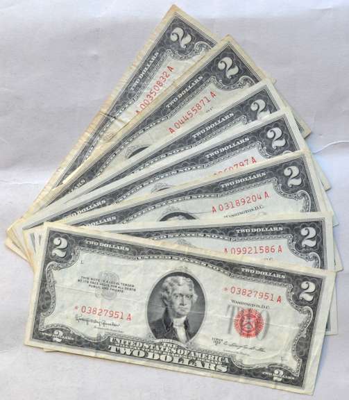 6 $2 Red Seal 7 A 1953 C Star US Notes