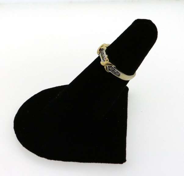 14k White and Yellow Gold Knot Channel Set Diamond Ring