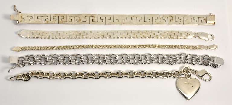 Stylish Group of 5 Sterling Bracelets