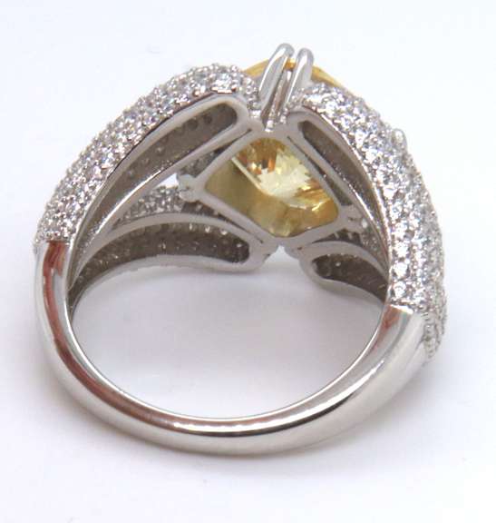 Sterling Silver Yellow Cubic Zirconia Ring