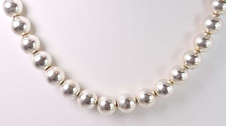 Heavy Beaded Necklace in Sterling Silver