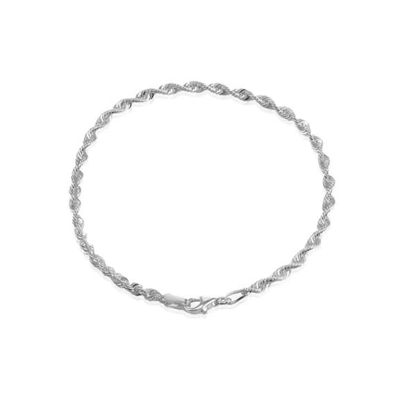 Sterling Silver 2mm Twist Rope Chain Bracelet, 8 Inches
