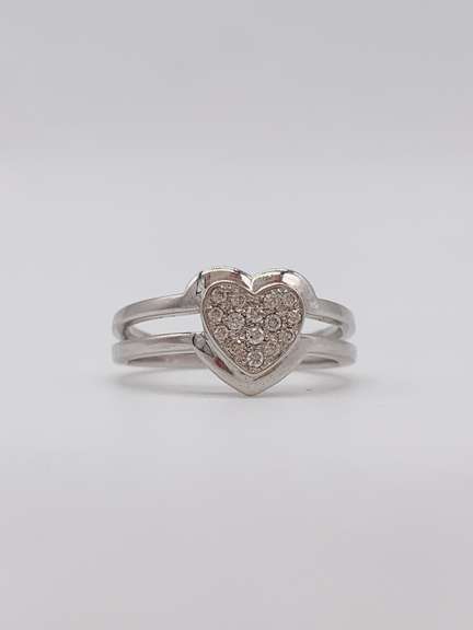 14kt Solid White Gold Diamond Band Ring