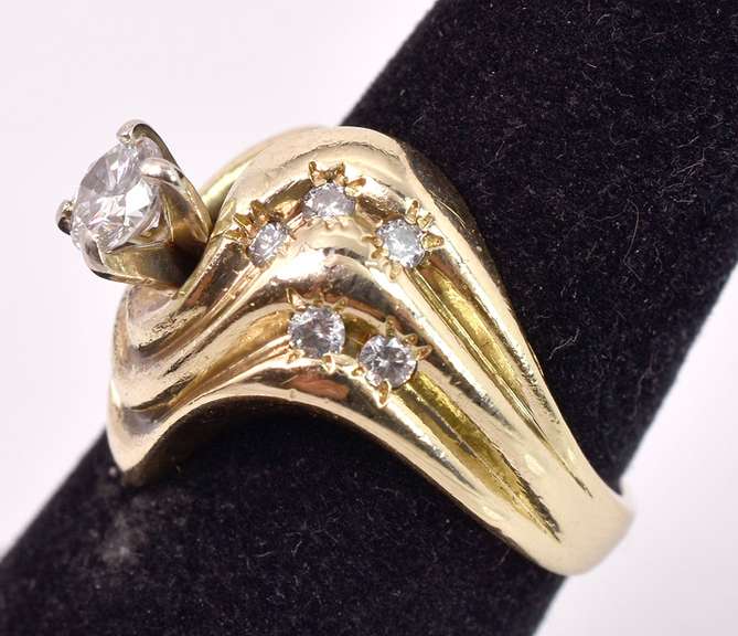 Fancy Freestyle Diamond Ring in 14K Yellow Gold