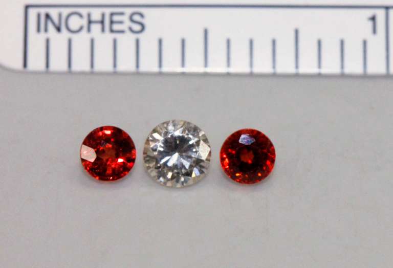 Yummy Orange Sapphire & Diamond Suiute of 3